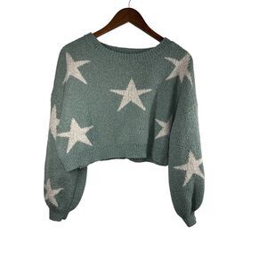 Altard State Sweater Womens Green  Stars Soft‎ Fleece Size: Xs